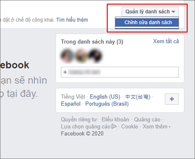 Chọn Chỉnh sửa danh sách